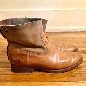 FRYE Leather and Canvas Ankle Boots